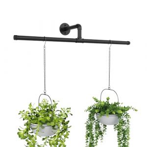 Bamworld Jardinières à suspendre pour plantes d'intérieur en forme de T - Support de plante à suspendre pour fenêtre d'intérieur - Étagère murale au plafond - Tige noire pour décoration murale de (Bamworld, neuf)