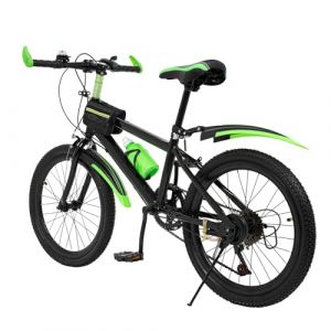 CHIMHOON V&eacute;lo pour enfant de 20 pouces, gar&ccedil;on et fille, 7 vitesses, vert et rouge, VTT pour enfants de 8 &agrave; 13 ans, canne UE (vert) (FAHHOON, neuf)