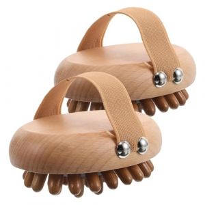 WRITWAA 2 Pi&egrave;ces brosse pour enlever la brosse &agrave; outils de massage &eacute;purateur de main m&eacute;ridienne pour cuir chevelu masseur de cuir chevelu en bois Light Brown (Saieli, neuf)