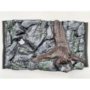 PLASTIKO - Fond d'aquarium I Paroi arri&egrave;re de 80 x 40 cm I Facile &agrave; monter et &agrave; nettoyer I Pas de collage n&eacute;cessaire I Sans danger pour les animaux I Gris avec motif racine d'arbre (Plastiko-Dekor, neuf)