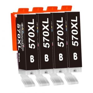 GILIMEDIA PGI-570XL CLI-571XL Cartouches d'encre pour Canon 570 XL 571 XL pour Canon PIXMA TS5050 TS5055 MG5750 TS5053 TS5051 TS6051 MG5751 TS6050 MG5753 (4 Noir (Gilimedia EU, neuf)