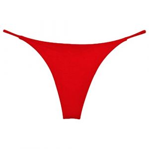 IEFIEL Femme Micro String Tanga Ficelle sous-vêtement Erotique Mini Slips T-Back Caleçon Bas Lingerie de Nuit Taille Basse Z Ficelle Rouge M (EFEFR, neuf)