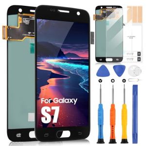 ARSSLY OLED &Eacute;cran LCD pour Samsung Galaxy S7 SM-G930F SM-G930A SM-G930P LCD Affichage Ecran Replacement Digitizer Assembly avec R&eacute;paration Kit (Noir, Support Empreintes Digitales) (Little Wasp, neuf)