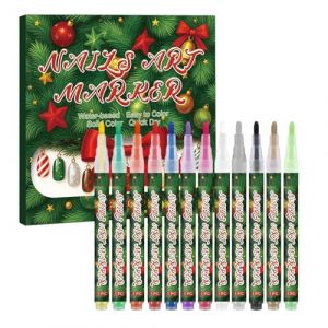 Marqueurs De Vernis &Agrave; Ongles,Liner De Peinture &Agrave; Pointe Fine Imperm&eacute;able Pour Th&egrave;me De No&euml;l | Stylos De Peinture Gel Pour Ongles D'Art,Pour Filles, Adultes, Femmes, Salon, Maison, F&ecirc;te, Vacances, (zhuomin, neuf)