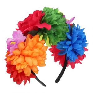 SEWACC Bandeau Floral Sombre pour Halloween Fleurs en Tissu Serrage-T&ecirc;te L&eacute;ger et R&eacute;sistant pour Cosplay et F&ecirc;te Dia de Los Muertos Accessoire de Costume Mexicain pour Femmes et Filles (Quick Research Sha, neuf)