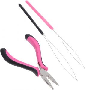 VILLCASE Outil de 3 Pi&egrave;ces pour Extensions de Cheveux, Pinces pour Extensions &agrave; Anneaux en Nickel-fer, Kit Compact pour Pose et Retrait Faciles, Compatible Micro-extensions, Coiffure (Farrar Fae, neuf)