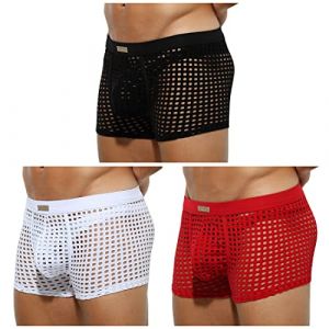 Casey Kevin Boxer Homme Sexy, Boxers Transparent Homme Mesh sous-vêtements, Lingerie Sexy Homme (Lot de 3) (Casey-Kevin, neuf)