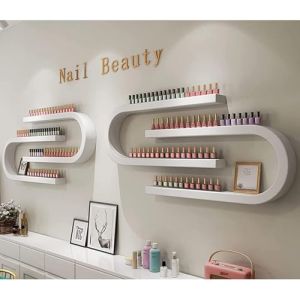 Présentoir de Vernis à Ongles, Présentoir mural for bouteilles de vernis à ongles en forme de U, étagère flottante for organisateur de parfum(White,4-piece set) (daixianronglebaihuozhan, neuf)