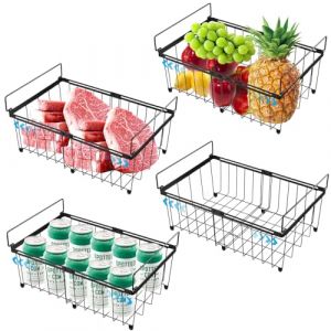 Teodute 4Pcs Rétractables Paniers de Congélateur Coffre, Réglables de 10,4 Po à 17,3 Po, Empilable Congélateur avec Poignée, CongéLateur 283 à 566L pour Accès Facile aux Aliments Surgelés (Qilianhu, neuf)