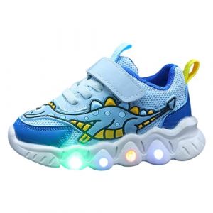 Chaussures de Sport Dinosaures de Dessin anim&eacute; pour gar&ccedil;ons et Filles, Chaussures Respirantes en Maille, Chaussures Lumineuses pour Enfants de Petite et Moyenne Taille, Nouvelle Fille Argent Football (jYRTCS, neuf)