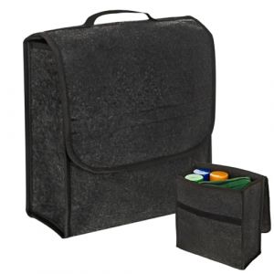 GOEDCH Organiseur de coffre de voiture en feutre : 30 x 17 x 29 cm Organiseur de coffre de voiture, tissu non tiss&eacute;, sac &agrave; outils, sac de rangement avec fermeture, noir (VENIZELOU-EC, neuf)