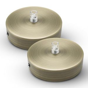 DOJA Barcelona | Rosace Plafond | Dore | Lot 2 | Cache Fil Pour Lustre H25mmX⌀ 100mm | Rosace Plafond Luminaire | Rosace Metal | Accessoires Pour &Eacute;clairage De Plafond, Lustre Chambre, Plafonnier.. (DOJA Barcelona, neuf)