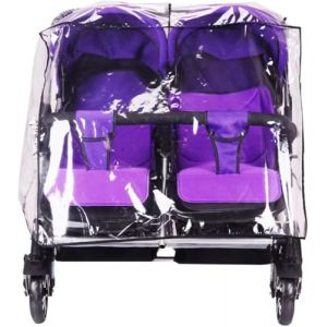 Housse de Pluie pour Poussette Double Habillage Pluie Landau en EVA Transparent Cape de Pluie pour Poussette Jumeaux Côte à Côte Pare-Pluie Imperméable Protection Pluie et Vent pour Poussette (AmoureuxUK, neuf)