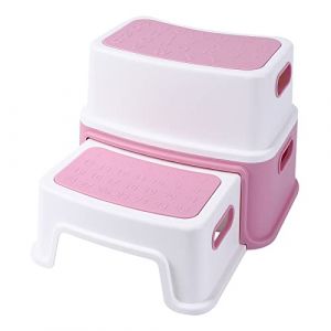 Marche Pied Enfant avec 2 Pieds Antid&eacute;rapants,Escabeau Multifonctionnel Vec Surface Textur&eacute;e Alphanum&eacute;rique,R&eacute;hausseur Enfant/Si&egrave;ge Rehausseur pour Chambres, Salles De Bains, Cuisines(Rose) (LiangLili, neuf)