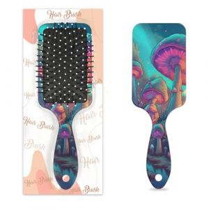Trippy Magic Mushrooms Brosse à cheveux psychédélique mystique avec coussin d'air humide et sec Brosse à cheveux démêlante en plastique pour enfants adultes Cadeau de rentrée scolaire femme homme (Lucky Betty, neuf)