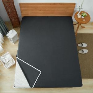 Housse de matelas futon de sol avec fermeture éclair - Protection complète lavable, anti-poussière et amovible - Fermeture éclair pour matelas de sol tatami japonais (gris foncé, 120 x 190 cm) (YXMY88, neuf)