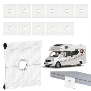 Lot de 12 &oelig;illets de Passepoil pour Rail de Passepoil 5/6 mm &ndash; 7/8 mm Crochet Passepoil&eacute; Auvent Haute R&eacute;sistance pour auvent de Tente Caravane, auvent, Tente de Camping (Blanc) (ZENGSI, neuf)