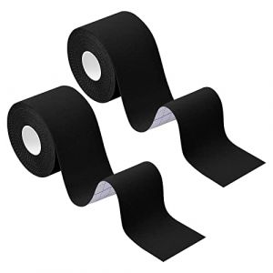 2 Rolls Bandes Kin&eacute;siologie Sport 5mx5cm, Bande Sportive Adhesive Hypoallerg&eacute;nique, Ruban Th&eacute;rapeutique Muscles &Eacute;lastique Imperm&eacute;able, Strapping Physio Tape pour Genou Cheville (Noir) (Bocxin, neuf)