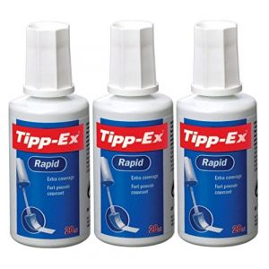 Tipp-Ex Lot de 3 correcteurs liquides en flacon de 20 ml avec brosse, séchage rapide (DLM Direct FR, neuf)