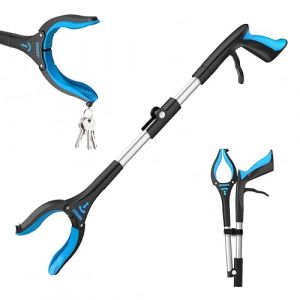 KEKOY Pince Telescopique Ramasse Objet 66 cm pour Seniors, Outil de Ramassage Pliable avec Mâchoire Antidérapante Rotative à 360°, Pince Ramasse Objet 4" avec Aimant (Bleu Ciel, 1 Pièce) (Kekoy Store, neuf)