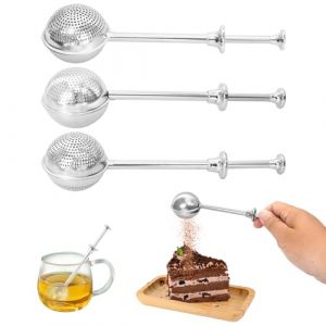 3 Pinces &agrave; th&eacute;, Infuseur &agrave; th&eacute; en Acier Inoxydable, R&eacute;tractable, Sph&eacute;rique, Pince Telescopique, Cuillere a the Infuseur pour le th&eacute; en Vrac, &eacute;pices, Herbes (Tshingo, neuf)