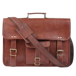 ALASKA EXPORTS - Sac en Cuir pour Ordinateur Portable - Messenger en Cuir pour Homme et Femme - Mallette pour Homme - Sacoche Parfaite pour l'&eacute;cole et Le Travail 11 x 15 inches (Brown) (Alaska Exports, neuf)