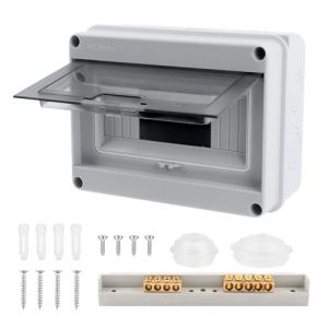 Coffret Electrique Etanche,Coffret Electrique Etanche Exterieur IP65, 8 Modules, Terminaux et Rails Intégrés Boîte à Fusibles Distributeur en Saillie,pour l'extérieur, Industriels, Postes de Charge (LUOHO, neuf)