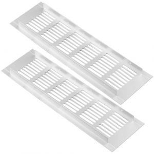 ZESLIV Lot de 2 grilles d'a&eacute;ration blanches rectangulaires en aluminium pour armoire de cuisine, armoire &agrave; chaussures et penderie, 80 mm x 250 mm (ZESLIV, neuf)
