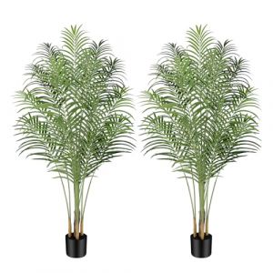 Keeplush Plante Artificielle Areca Palmier Artificiel 170cm Fausse Plante Interieur et Exterieur en Pot Plastique Arbre Artificiel Salon Balcon Chambre Verte Décoration (2 Pack) (Lush Style, neuf)