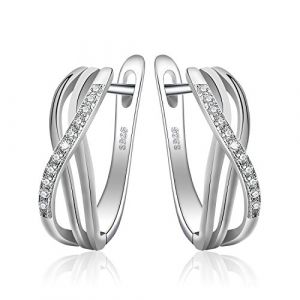 JewelryPalace Boucles d'Oreilles Femme en Forme N&oelig;ud Infini en Zircon Cubique Mariage Alliance Anniversaire Huggie Clips Cr&eacute;oles en Argent Sterling 925 (jewelrypalace, neuf)