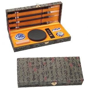 10 Pcs Pinceaux Chinois Poils de Chèvre pour La Calligraphie et La Peinture Set, Chinoise, Débutant et Peinture Kanji Japonais, de Calligraphie Chinoise, Aquarelle, Peinture de Paysage à L'encre（Gris） (WDEC, neuf)