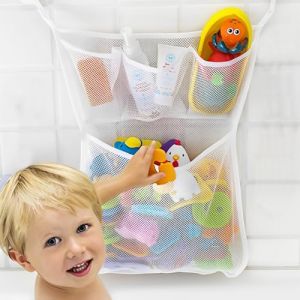 AIYVELU Organisateur de jouets de bain, filet de jouets de bain, filet de jouets de baignoire, rangement de jouets de baignoire, sac de rangement de jouets de bain avec 2 crochets auto-adhésifs (LJt3379, neuf)
