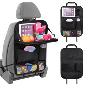 URAQT Organisateur Voiture Enfant,1PCS Rangement Organisateur Voiture Enfant,Organisateur Voiture avec Table Pliable,Support pour Tablette Transparent 6 poches,Rangement Auto Accessoire Interieur. (HAPPYSALLER, neuf)