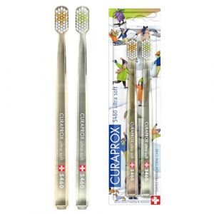 Curaprox Brosse &Agrave; Dents Manuelle &ndash; &Eacute;dition Hiver 2024 | Ultra-douce Pour Gencives Et Dents Sensibles | Lot De 2 | Vert Transparent (Curaprox Switzerland, neuf)