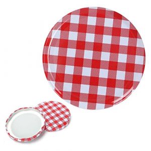 MorNon Twist Off Lot de 100 couvercles de rechange, pour bocaux en verre de 82 mm de diam&egrave;tre, compatibles avec les bocaux en verre de 230/350/435 ml/565 ml, rouge &agrave; carreaux (KingSaid, neuf)