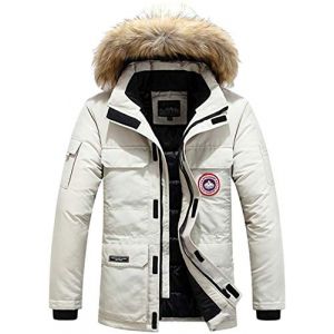 Youning Manteau Hiver Homme Parka Chaud Fourrure Casual Outdoor Blouson Fourrure &agrave; Capuche Manteau Hiver Chaud &Eacute;pais Parka Multi-Poche Doudoune Veste Amovible Capuche (ZDD123, neuf)