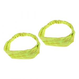 SMASOLO Bandeau De Fitness Vert Fluo Avec Boutons 2 Pi&egrave;ces &Eacute;lastique Respirant Anti-transpiration Pour Cheveux Femme Sport Yoga (SEASOON, neuf)