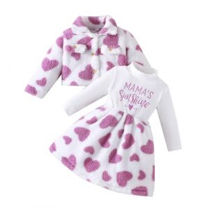 Eqenkely Filles Robe et Cardigan Ensembles 2 pi&egrave;ces &agrave; Manches Longues en Flanelle Princesse Robe Tutu et Manteau Automne Hiver pour 2-6 Ans Violet 3 Ans (Eqenkely direct, neuf)