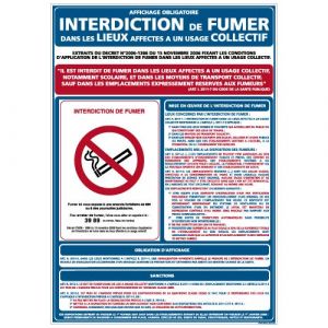 Signal&eacute;tique.biz France - Panneau Affichage Obligatoire Interdiction de Fumer - Protection Anti-UV - Dimensions 420x300 mm - Plastique Rigide PVC 1,5 mm (Forum France, neuf)