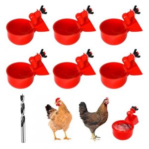 Gobelets à Eau de Poulet, Breuvoir de Poulet, Abreuvoir Poules Automatique, Abreuvoir pour Poules, Abreuvoir Automatique pour volaille, Abreuvoir Poules Automatique DIY Abreuvoir Poules, 6 PCS (TOPREOW, neuf)