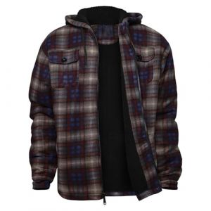 Gen&eacute;rico Veste en flanelle avec doublure &eacute;paisse &agrave; carreaux avec fermeture &agrave; glissi&egrave;re, chemise de b&ucirc;cheron pour homme, pull d'hiver avec poche sur la poitrine, veste chemise pour homme, rouge, XL (H2621Lyuqin, neuf)