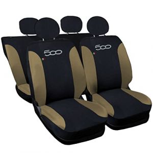 Auto Accessori Lupex Housses de si&egrave;ge Auto compatibles avec Cinquecento 500, Made in Italy, Tissu Polyester (Noir - Beige mod&egrave;le 3) (LUPEX SHOP, neuf)