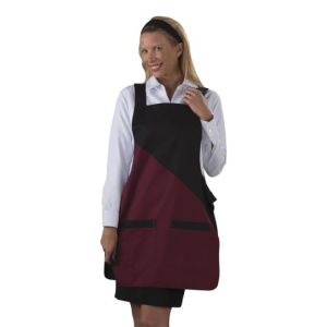 Hurry Jump Tablier chasuble Tablier sans manches femme type blouse chasuble noir et bordeaux prt noir aux poches (Label blouse, neuf)