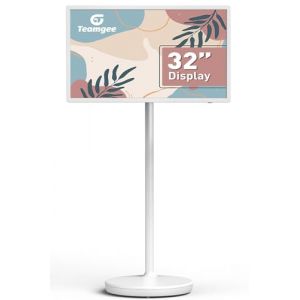 Teamgee Écran Intelligent Mobile 32 Pouces HD sur roulettes, Moniteur Portable, Écran Tactile sans Fil (8h Autonomie), Android 13, Support Pivotant pour Streaming, Télétravail & Usage Polyvalent (TAISENAO-EU, neuf)