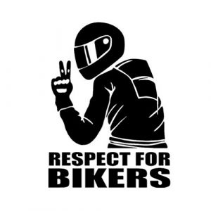 Respect pour les Cyclistes Autocollant Réfléchissant, KIMISS 15 * 11cm Respect pour les Motards Autocollant Moto Stickers Voiture Autocollants de décoration de Voiture (Noir) (Kimiss 24k, neuf)
