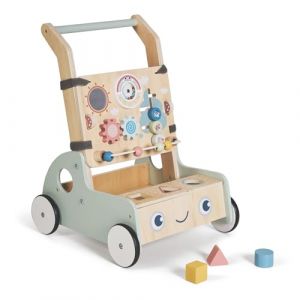 MS Montessori MONTI – Trotteur en bois pour bébé | Chariot de marche avec jouets et activités pour les premiers pas | Déambulateur bébé +12 mois (SLEEP & PLAY, neuf)