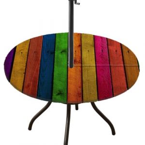 Cozomiz Nappe Imperméable pour Jardin avec Fermeture Éclair et Trou pour Parasol Modèle en Bois Nappe Ronde en Couverture de Table Élastique Ajustée Antidérapant Protecteur De Table Coloré M (Infinity Deal EU LLC, neuf)