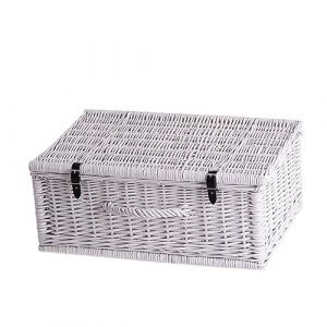 e-wicker24 Valise en osier, panier de rangement, panier de style, panier pique - nique, panier cadeau, panier de d&eacute;coration, bo&icirc;te multifonction (Blanc) (e-wicker24, neuf)