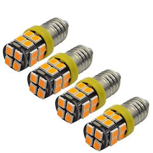 Ruiandsion Lot de 4 ampoules LED E10 2835 20SMD 12 V 1 W de remplacement pour lampes frontales, lampes torches, jaune/ambre 2700 K (Ruiandsion, neuf)