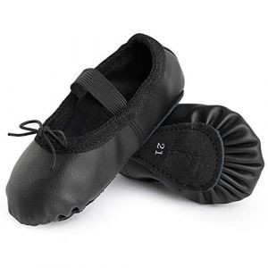 Chaussures de Danse Cuir Demi Pointe Pantoufle de Ballet Ballerine Chausson de Gymnastique pour Enfants et Femme Noir 30 (Bezioner-shop, neuf)